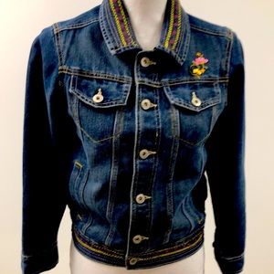 A custom embroidered jacket measures 14” across the back and is one of a kind.